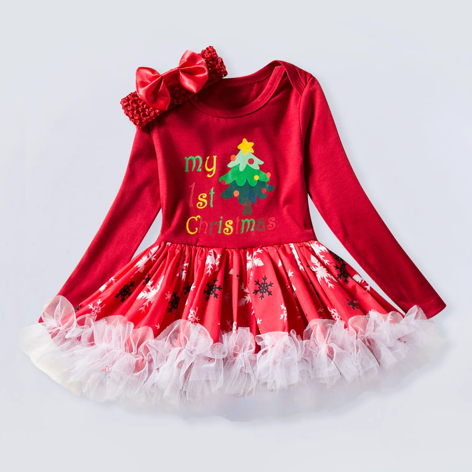 Newborn Baby Girl Clothes Brand Baby Christmas Clothing Tutu Dress My 1st First Christmas Party Baby Wear Infant Clothing 0-24M