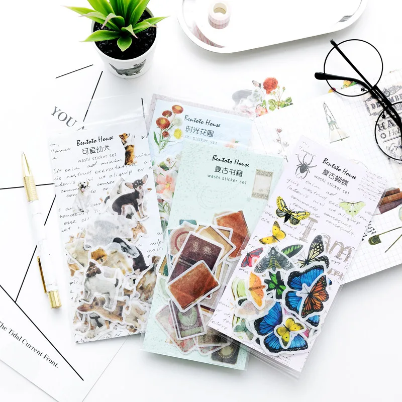 

Plants Animal Stickers Set Decorative Stationery Stickers Scrapbooking DIY Diary Album Stick Lable School Supplies Memo Sticker