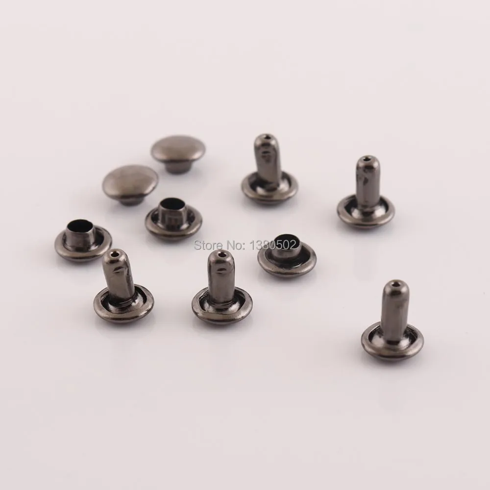 200sets 6*8mm Black Color Double cap Rivets for Garment Belt Diy