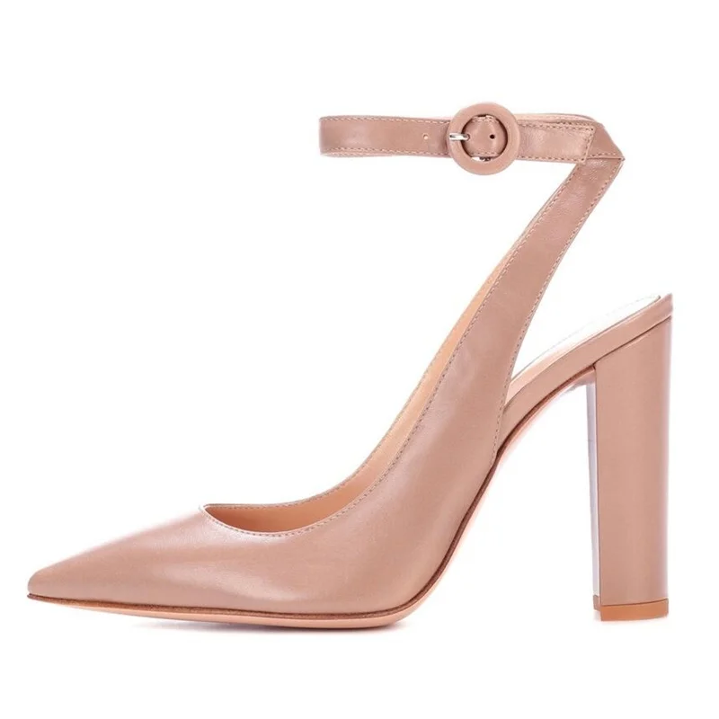 

Fashion Ladies High Chunky Heels Female Zapatos Mujer Pointed Toe Pumps Women Shoes Party Ankle Strap Pumps Summer Sandals