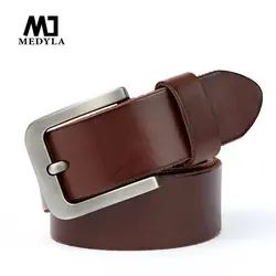 MEDYLA 2019 Для мужчин с поясом Премиум оригинальный кожаный прочный металлический штырь пояс с пряжкой для джинсов для Для мужчин Винтаж