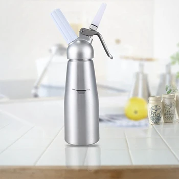 

1000Ml Aluminum Cream Dispenser, Gourmet Blender, Stainless Steel Decorative Nozzle And Plastic Pastry Tube