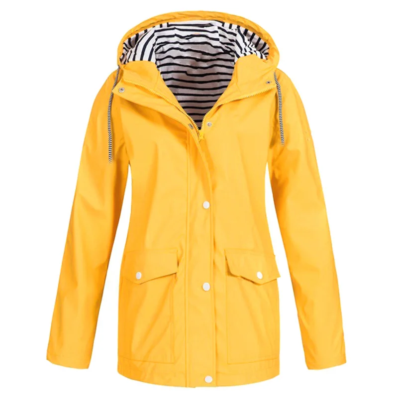 

2019 Fashion Autumn Winter Coat Women Hooded Trench Coat Striped Inside Drawstring Long female Outerwear Plus Size 3XL 4XL 5XL