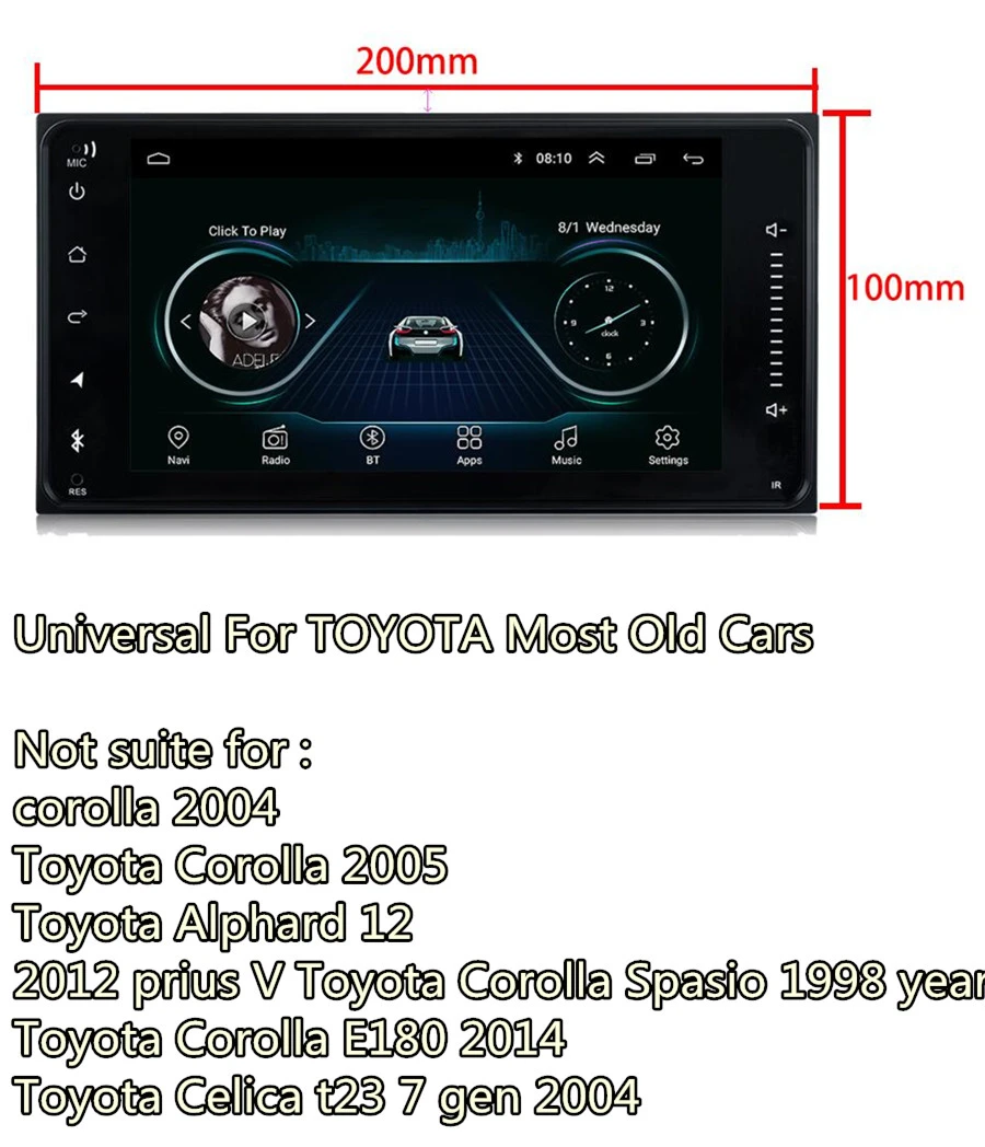  9 inch Auto radio Android 8.1 Quad Core RAM 1GB ROM 16GB Touch Screen GPS Navigation Car Stereo Rad