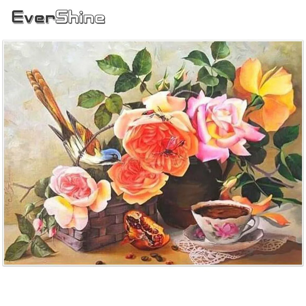 EverShine Diamond Painting Full Square Rhinestones Flowers Embroidery Cross Stitch Handmade Sticker Mosaic Wall Decor|Алмазная