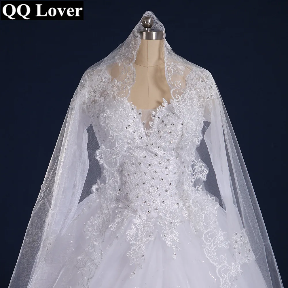 QQ Lover горячая Распродажа сексуальные длинные рукава линия Кружева Vestido De Noiva роскошный романтический V шеи аппликации блёстками свадебное платье