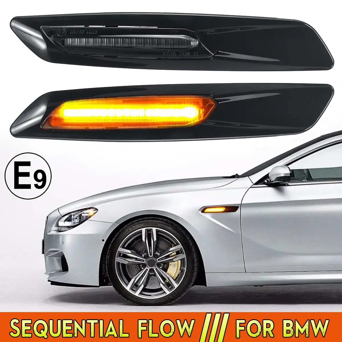 

Flowing Amber LED Side Marker Turn Indicator Lamp Signals Light For BMW E81 E82 E88 E90 E91 E60 E61 E46 E83
