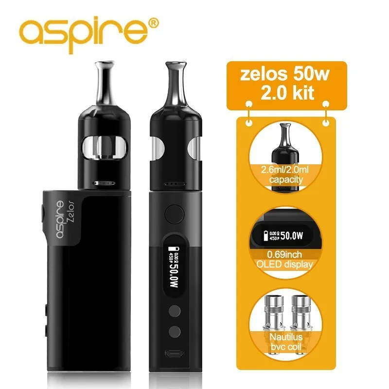 In Stock Electronic Cigarettes Aspire Zelos 50W 2.0 Kit MTL 2.6ml/2ml Nautilus 2S tank 0.4ohm/1.8ohm nautilus bvc coils Vape Kit In Stock Electronic Cigarettes Aspire Zelos 50W 2.0 Kit MTL 2.6ml/2ml Nautilus 2S tank 0.4ohm/1.8ohm nautilus bvc coils Vape Kit