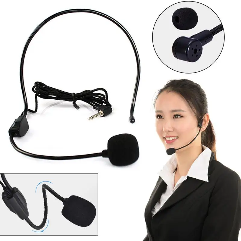 السلكية المحمولة المضادة للتدخل عالية حساسية قوي الأيدي الحرة ميكروفون سماعة الرأس Mic نظام مكبر الصوت المتكلم المعلم