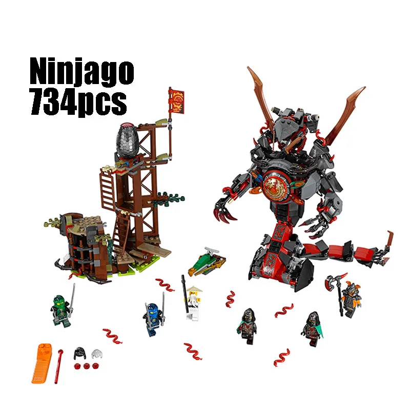 

Compatible Legoe Ninjago 70626 Lepin 06042 734pcs blocks Ninjago Figure Dawn of Iron Doom toys for children building blocks