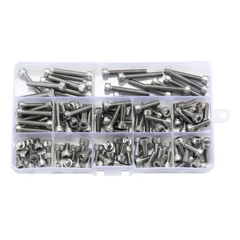 

120Pcs Sliver M5 304 Stainless Steel Hex Socket Cap Head Screw Bolts Assortment Set with Plastic Case High Quality