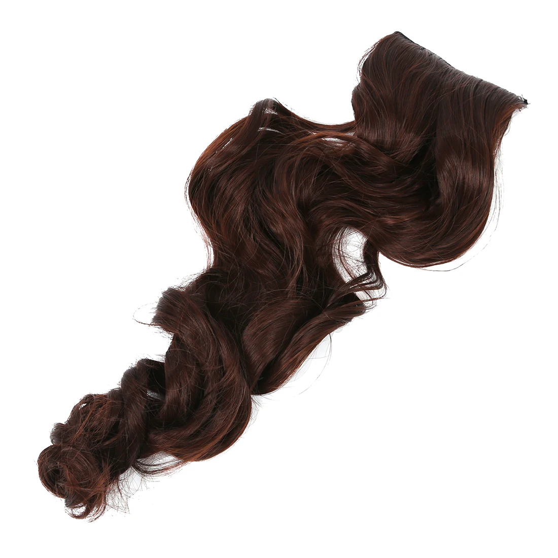 

EAS-Width 25cm Lady Sexy Long Curl Wavy Clip-on Hair Extension Dark Brown