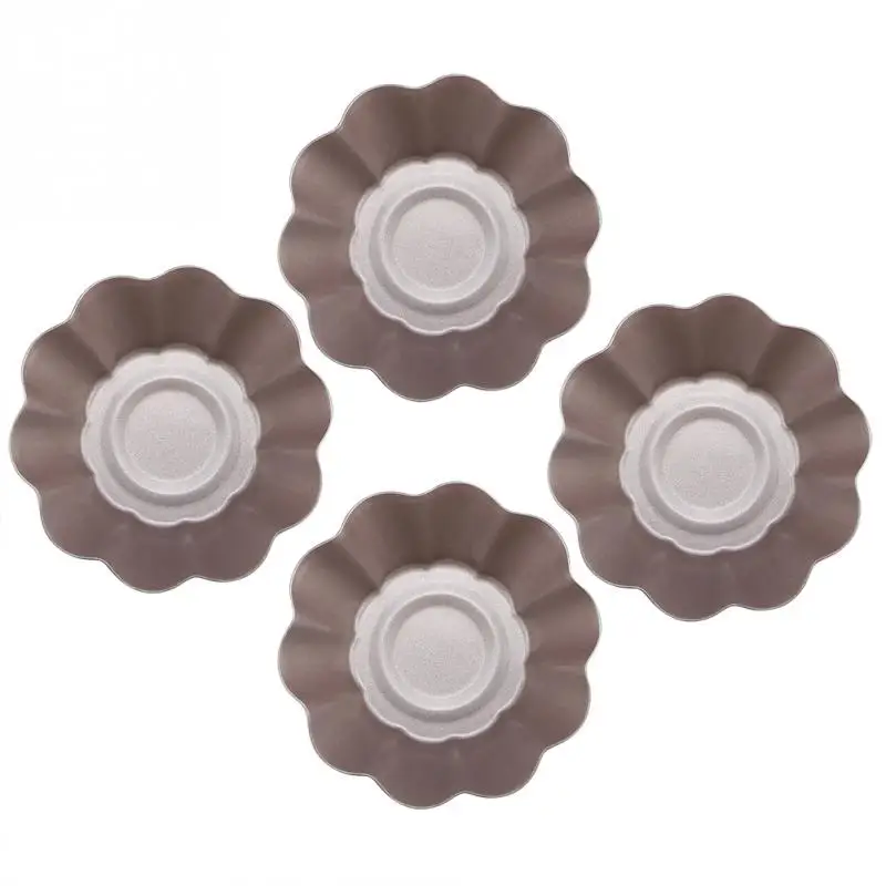 4PCS Stainless Steel Non sticky Cake Egg Tart Mold Baking Box Egg Tarts