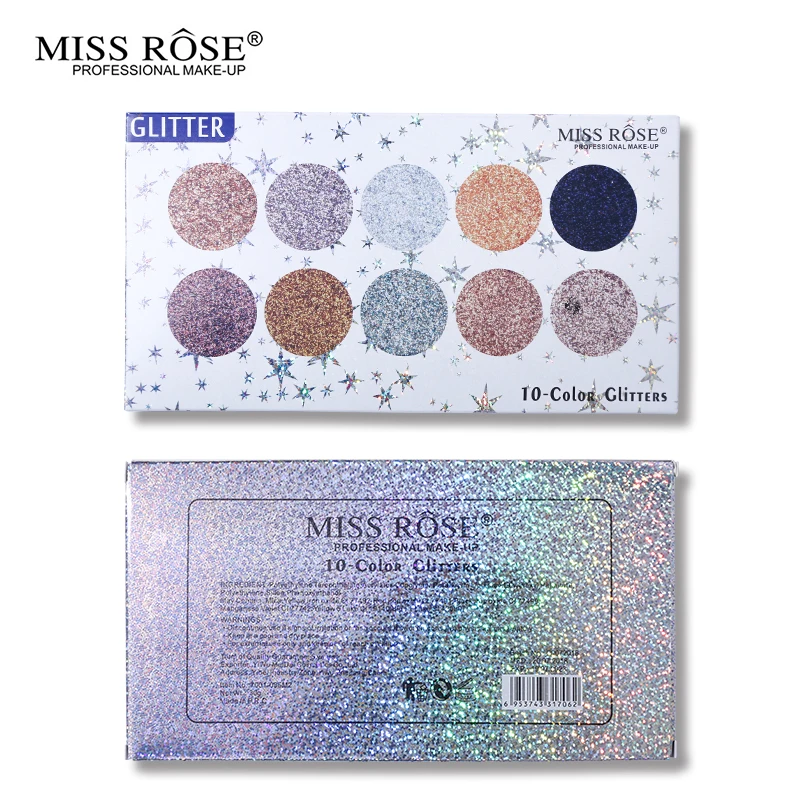 Палитра теней для век Miss Rose 10 цветов блестящие алмазные тени макияж с эффектом