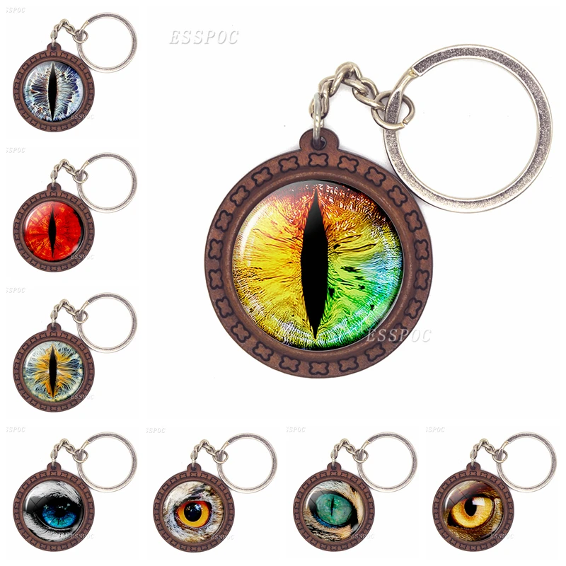 Винтажный зловещий брелок Dragon Eyes простая подвеска коричневый деревянный со