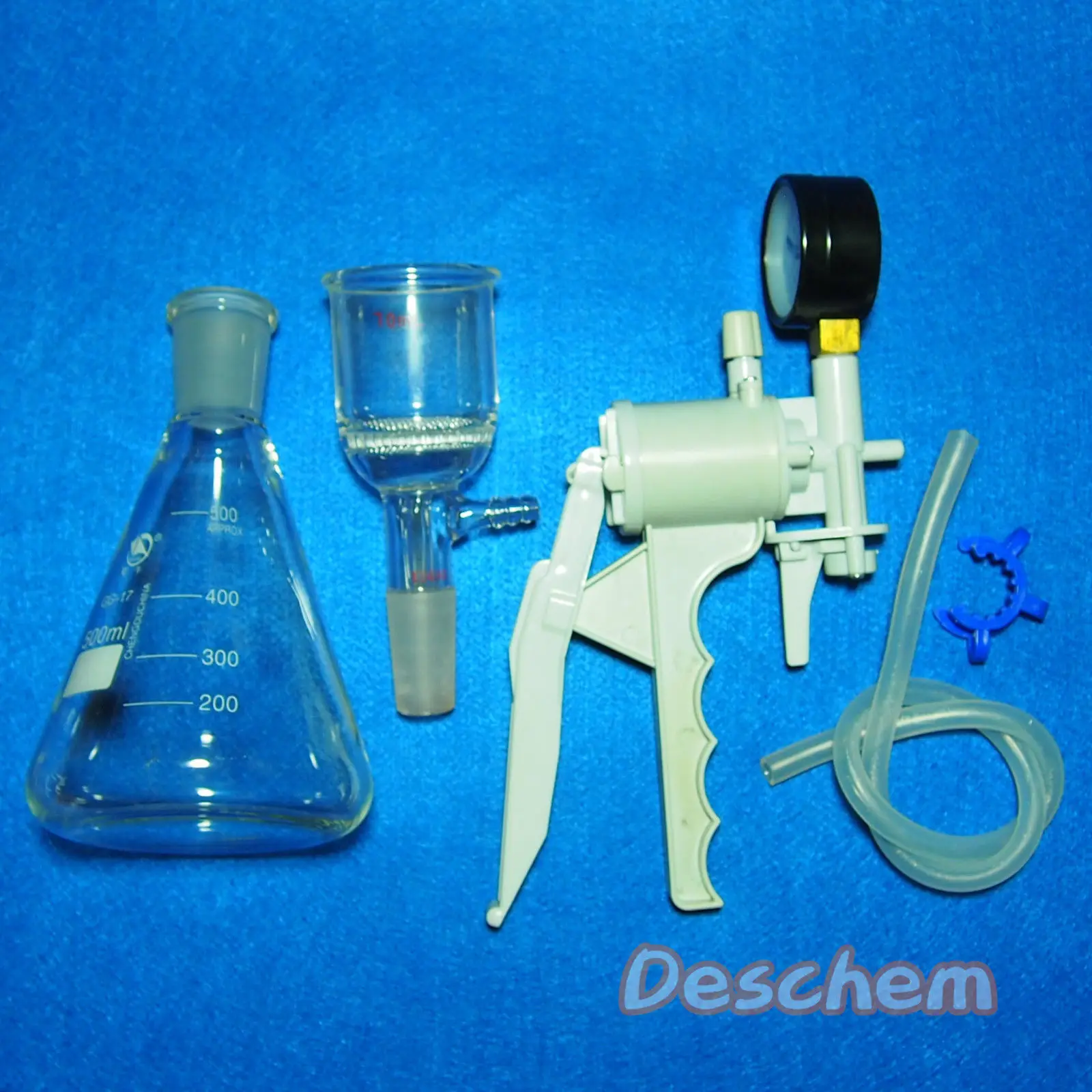 500ml, 흡입 여과 장치, 47mm 부 흐너 깔때기, 진공 펌프가 있는 유리 플라스크