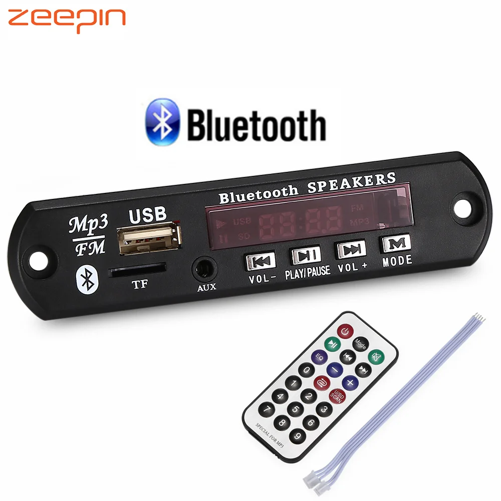 Цифровой светодиодный 12V Bluetooth V3.0 MP3 декодер доска FM радио USB TF AUX пульт дистанционного управления для автомобиля