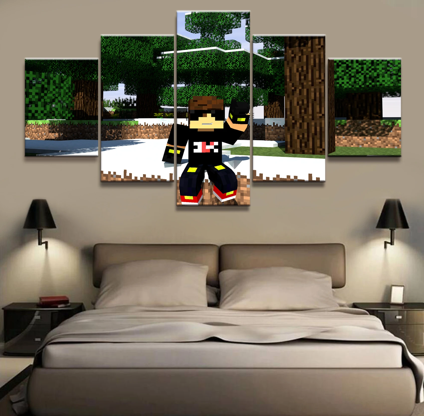 

Canvas Printed Game Poster Minecraft 5 Pieces Wall Art Canvas Painting Home Decor For Living Room Artwork Cuadros Wall Decor Art