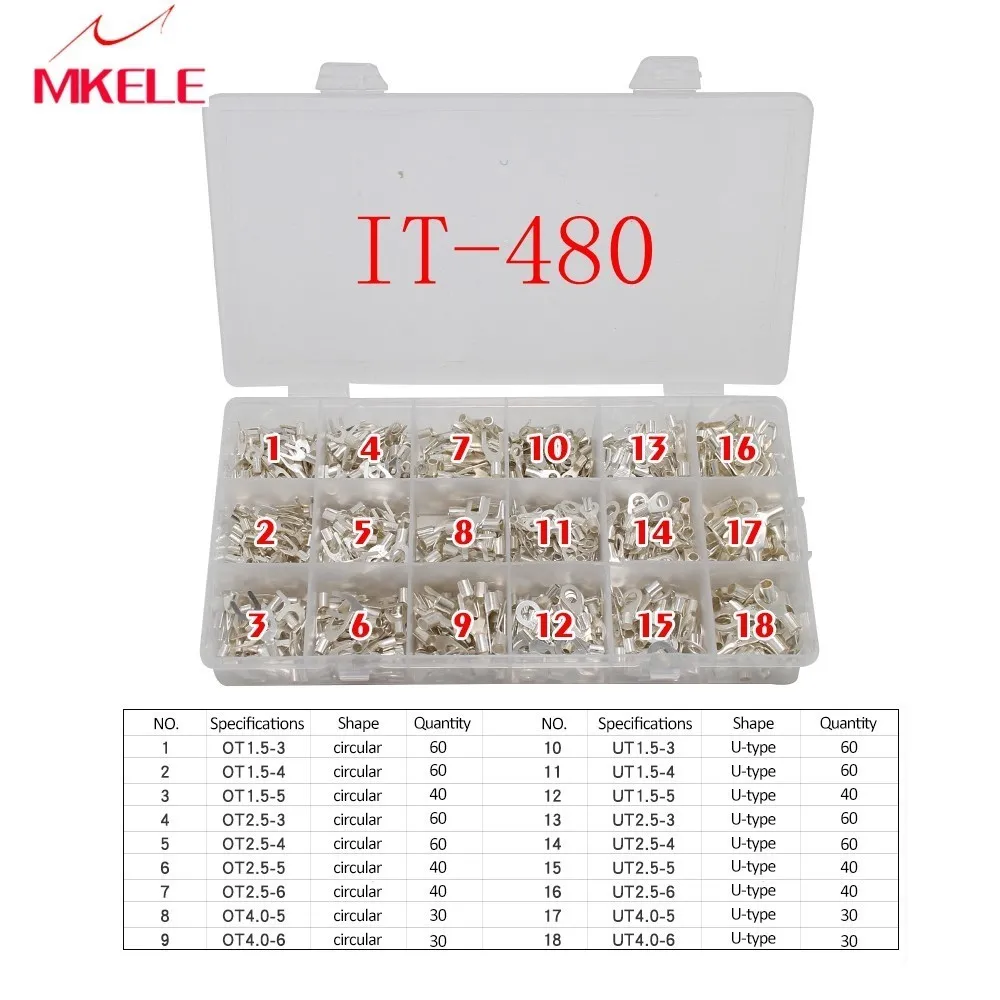 

Terminals Non-Insulated Ring Fork U-type IT-840PCS/Box,Suitable for Wire Connecting Crimping Pliers for Crimp Terminals