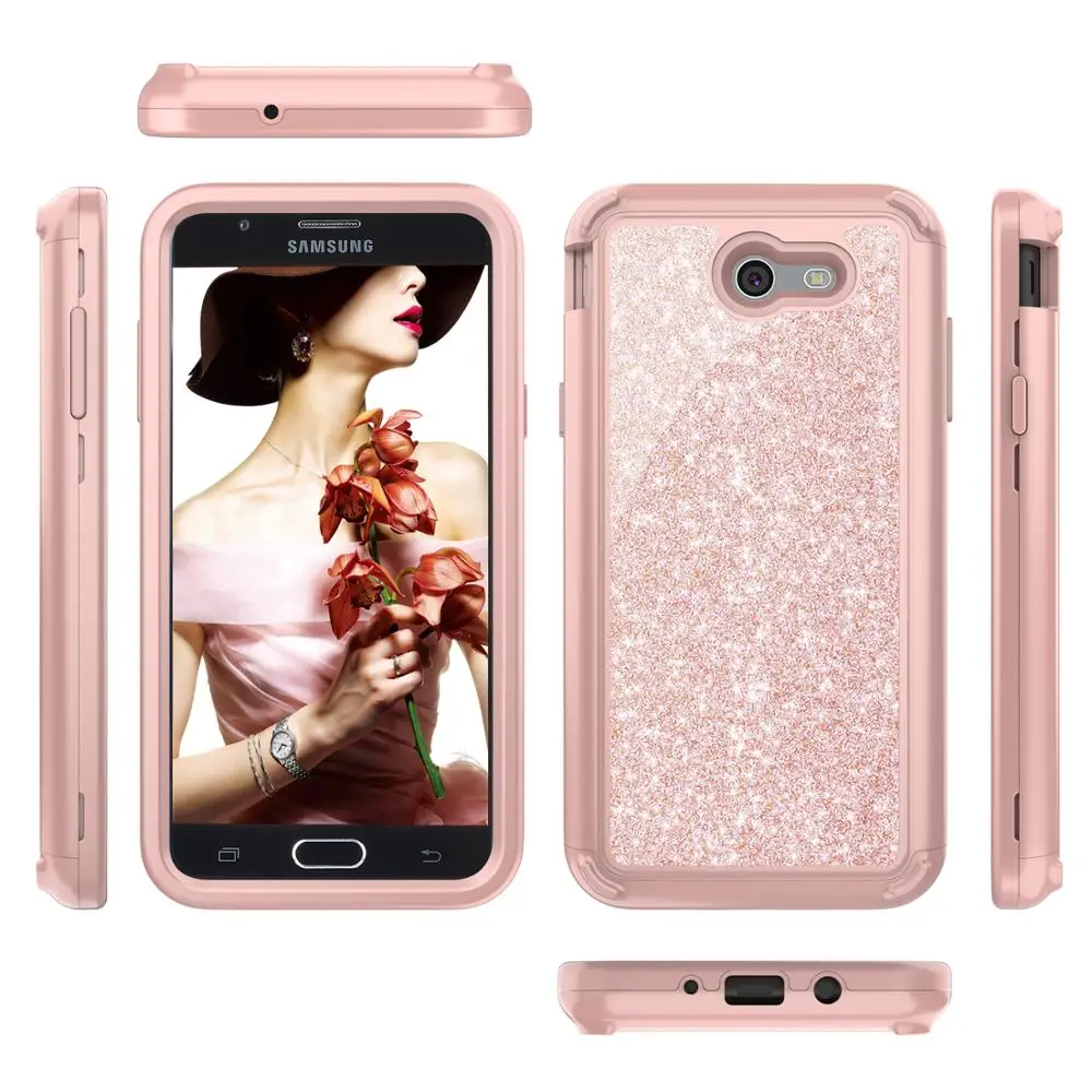 

For Samsung Galaxy J7 2017 J720 US Glitter Cases TPU+PC 3 Layer Cover for Samsung Galaxy J7 Prime / J7 Perx / J7 Sky Pro Case