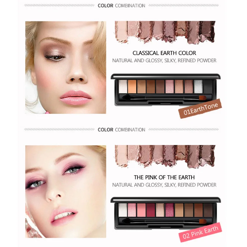 Fashion Eye Shadow 10 Colors Cosmetic Powder Smoky Eyeshadow Palette Long Lasting Makeup |
