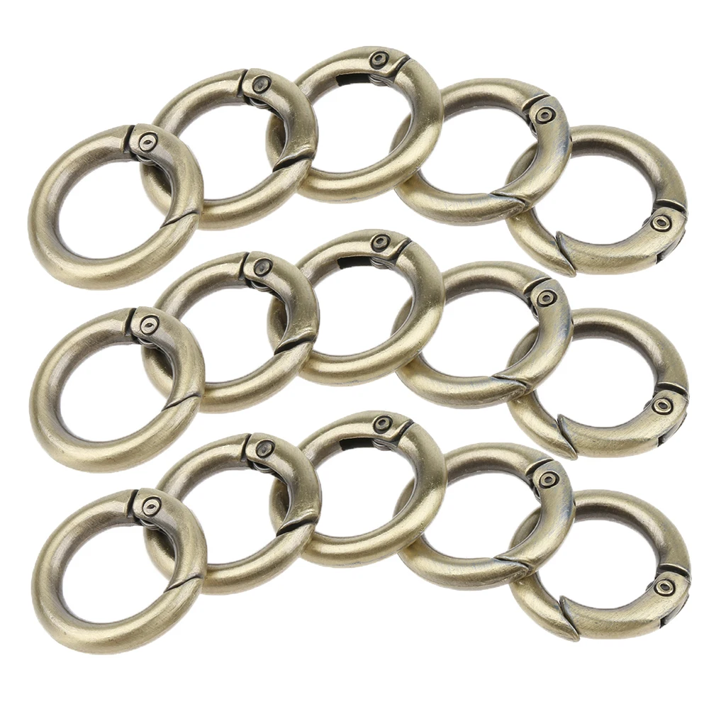 

15pcs Zinc Alloy Spring Clip Round Carabiner Keyring Hook Wear Resistant for Camping Hiking