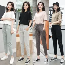Cotton Linen Pants For Women Trousers Loose Casual Solid Color Harem Pants Summer Ankle-length Pants summer harem pants for baby girl clothes cotton and linen pants trousers ankle length flower print pants children leggings