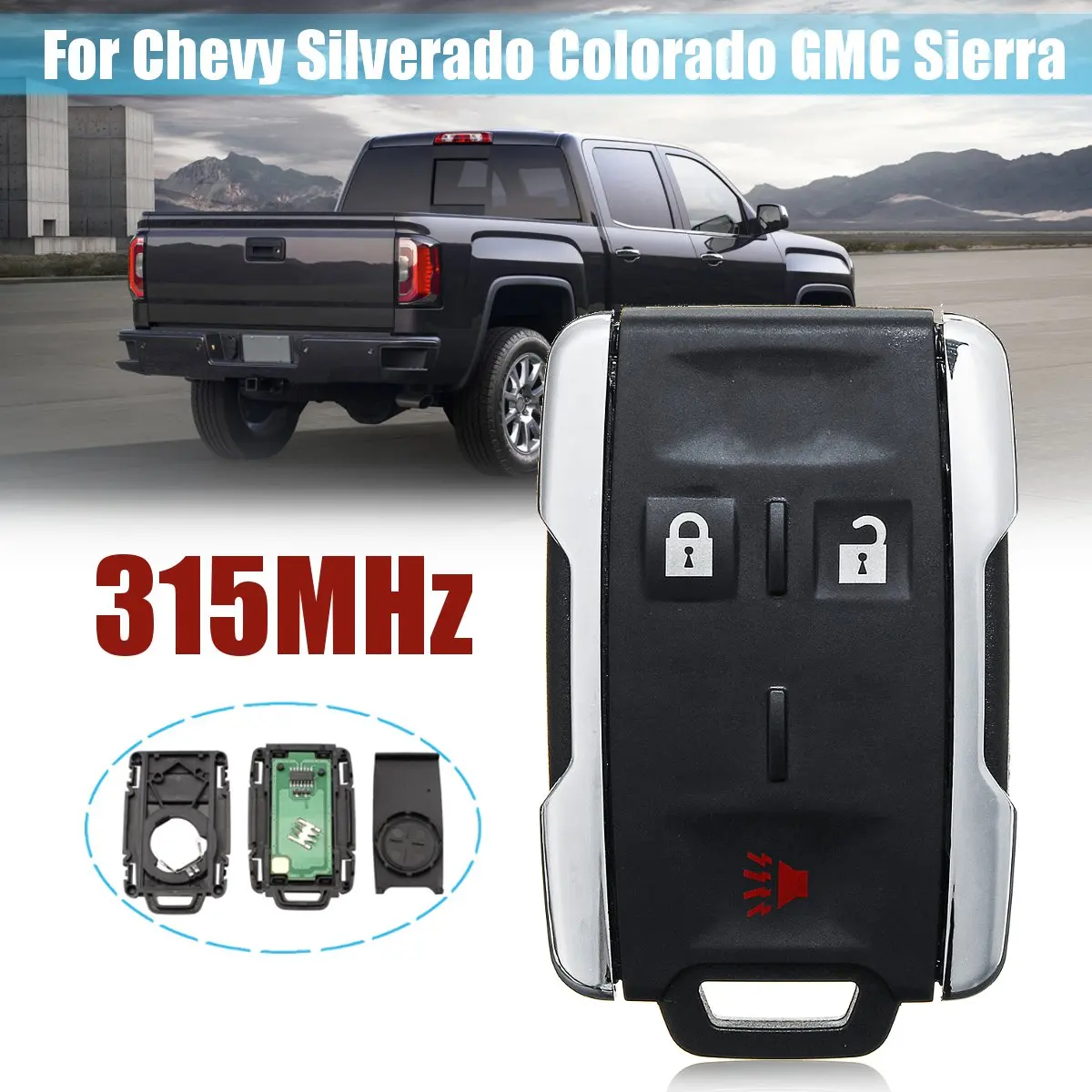 Car Key Fob Keyless Entry Remote Start fits Chevy Silverado Colorado GMC Sierra Canyon 2014 2015 2016 2017 M3N-32337100