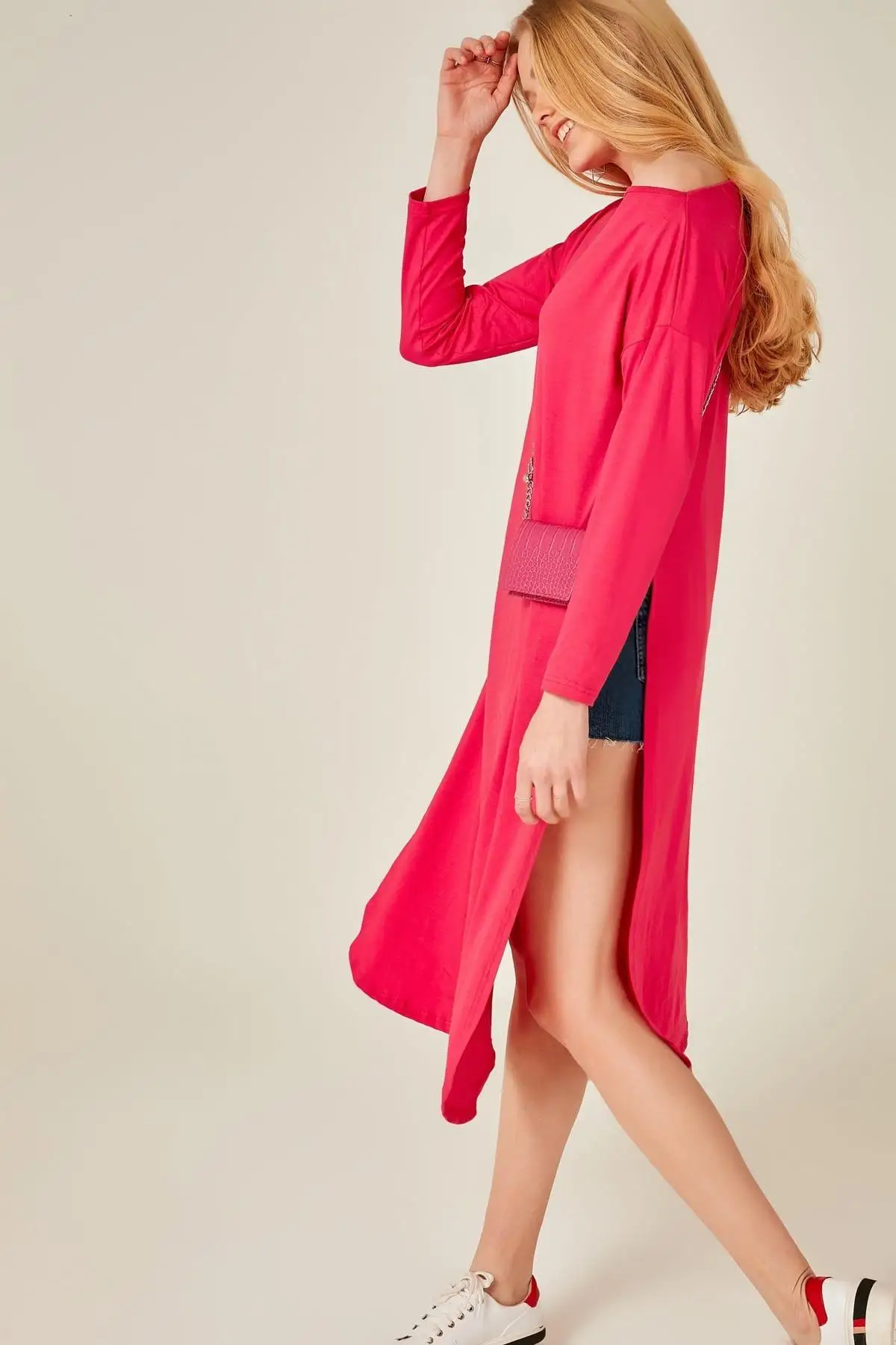 Boutiquen Women Pink Sides Slits Tunic Dress 2018Dresses AliExpress