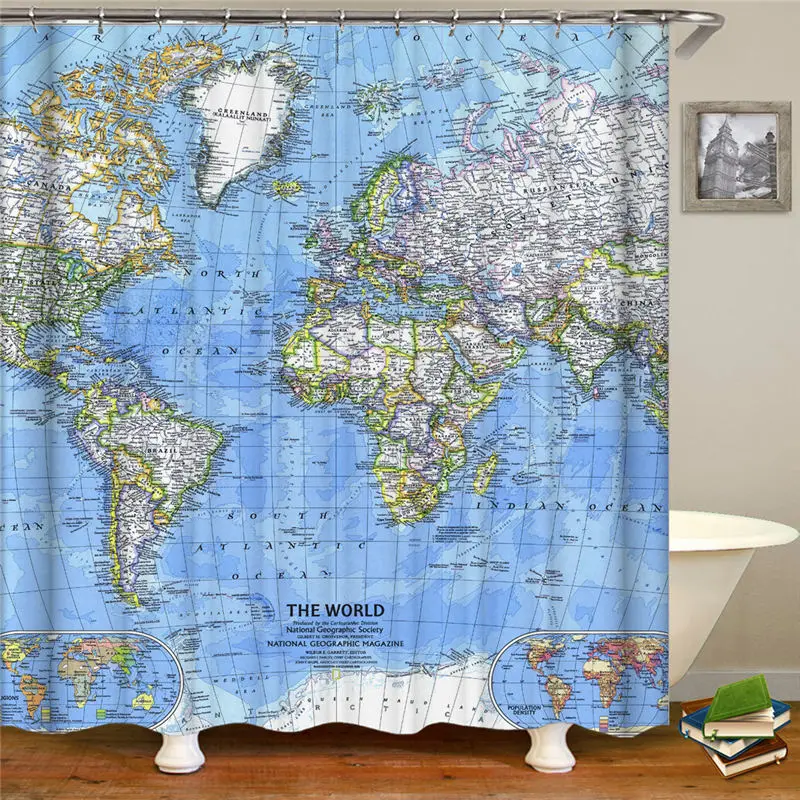 

Modern Custom Shower Curtain Waterproof Map Bath Curtains Bathroom Curtain Fabric Bathroom Curtains For Home Decor Lavander