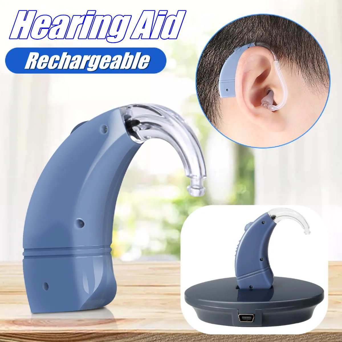 

Rechargeable Mini Digital Hearing Aid Sound Amplifiers Wireless Ear Aids Intelligent Noise Reduction Waterproof Lightweight