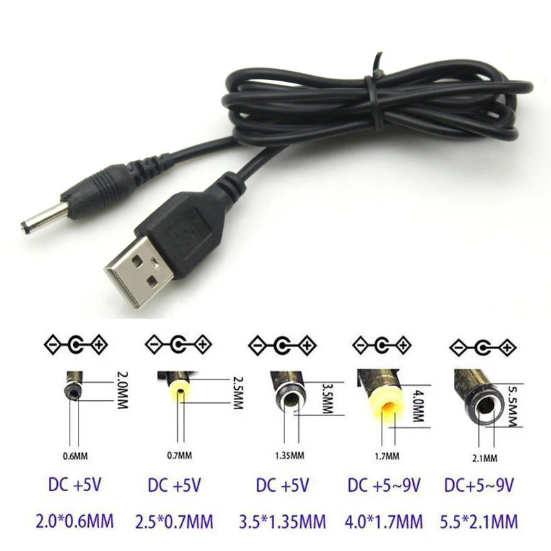 

Universal USB A Male to 2.0-5.5mm Connector DC 5V Charger Power Cable Adapter Cord 5V DC Barrel Jack Power Cable Connector