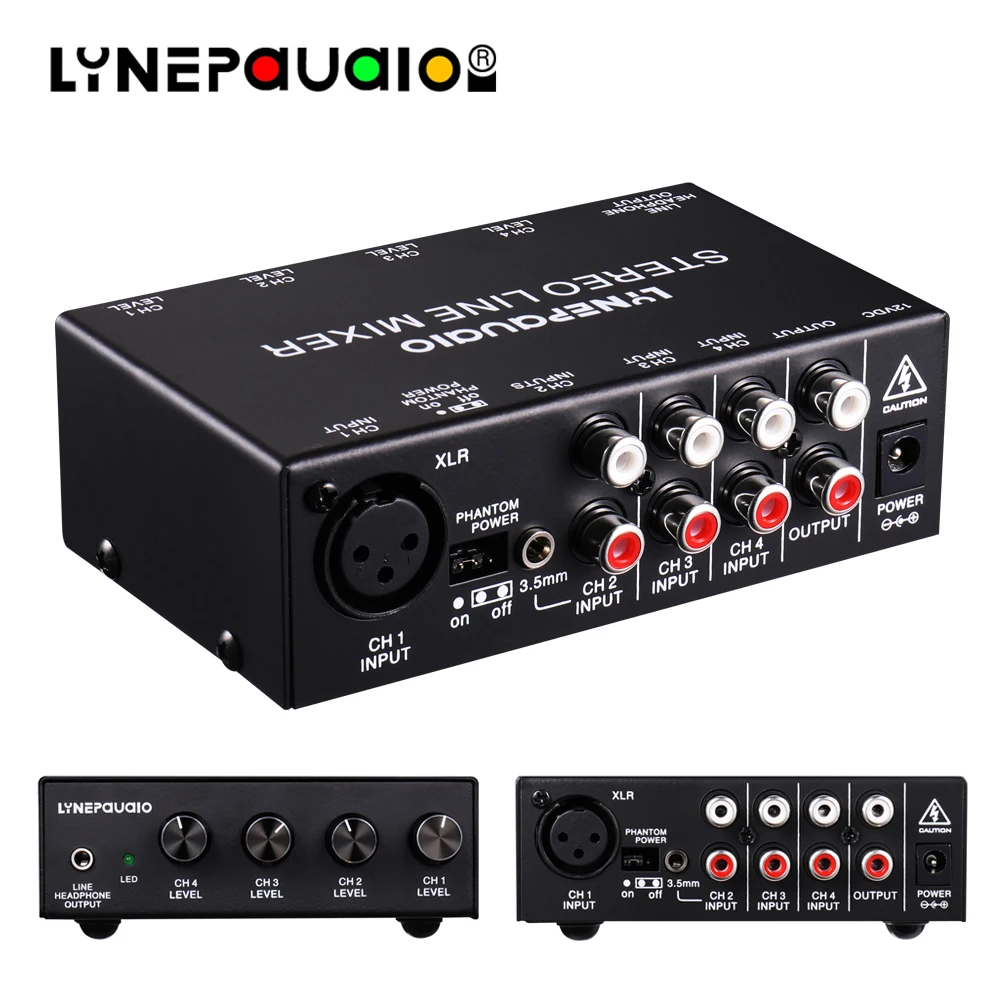 

LINEPAUDIO Professional 5-channel Stereo Microphone Mixer Lossless with Earphone Monitoring