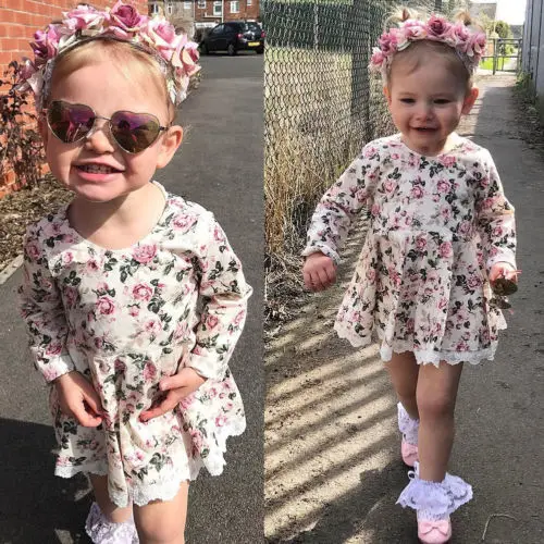 

Toddler Girl Baby Dress Long Sleeve Princess Party Pageant Dresses Kids Clothes