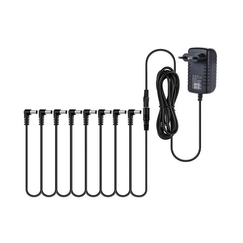 

Guitar Pedal Power Supply Adapter EU Plug 9V DC 1A Tip Negative 8 Way Topology Chain Cable for Most Brands of Effect Pedal