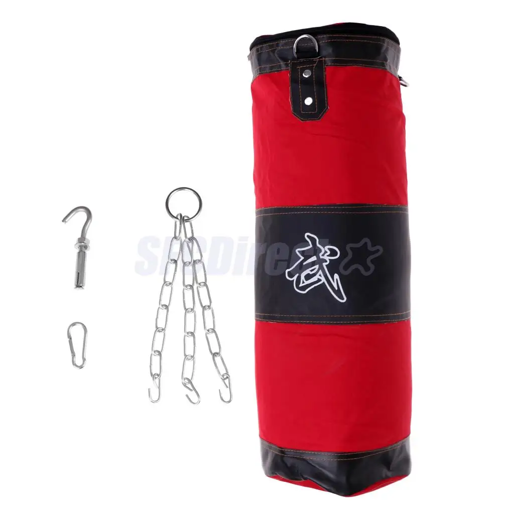 

66cm GYM Fitness MMA Boxing Punching Sand Bag Punch Kick Sandbag (Blank) Muay Thai Training Aid Tool + Chains & Hook