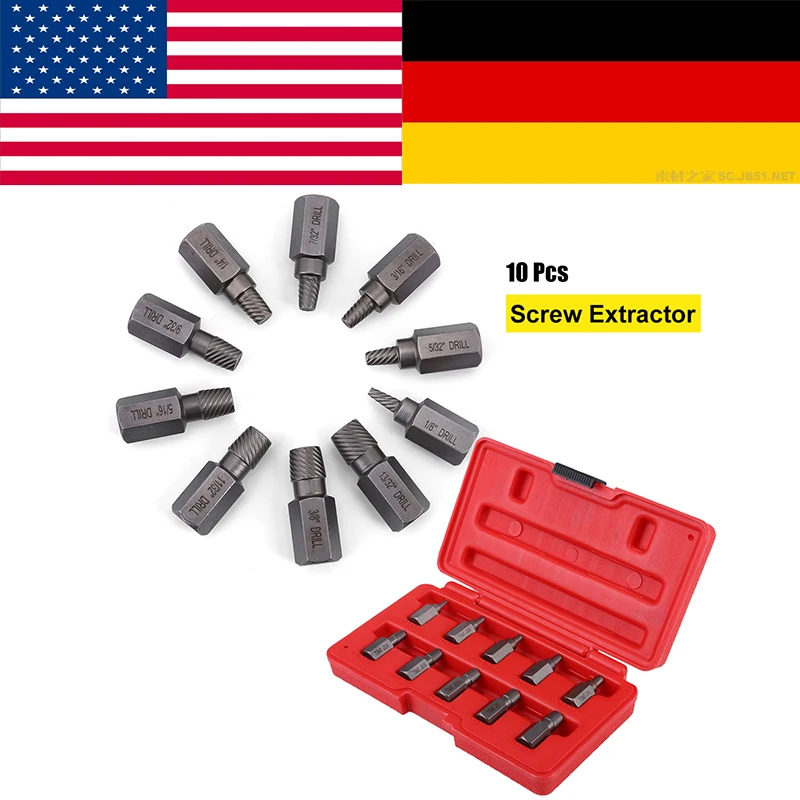 

10 Pcs 3.2-10.3mm Screw Extractor Set for Rust Damaged Studs Bolt Remover Out extracteur de vis borenset punte trapano