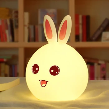 

New Rabbit Led Night Light For Children Baby Kids Bedside Lamp Multicolor Silicone Touch Sensor Tap Control Nightlight