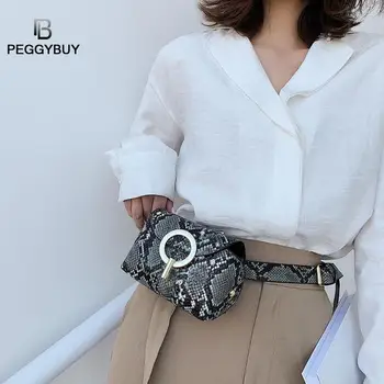 

Fashion Snake Print Belt Bag Women Serpentine PU Leather Waist Bags Female Fanny Pack Women Serpentine Fanny Chest Bags