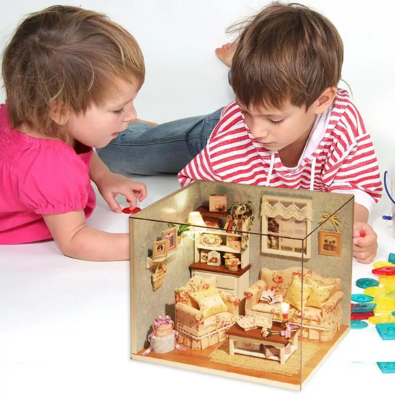 3D DIY Doll House Wooden Baby Doll Houses Miniature Dollhouse Furniture Kit Toy for Children Grownups Birthday Gift Dollhouse