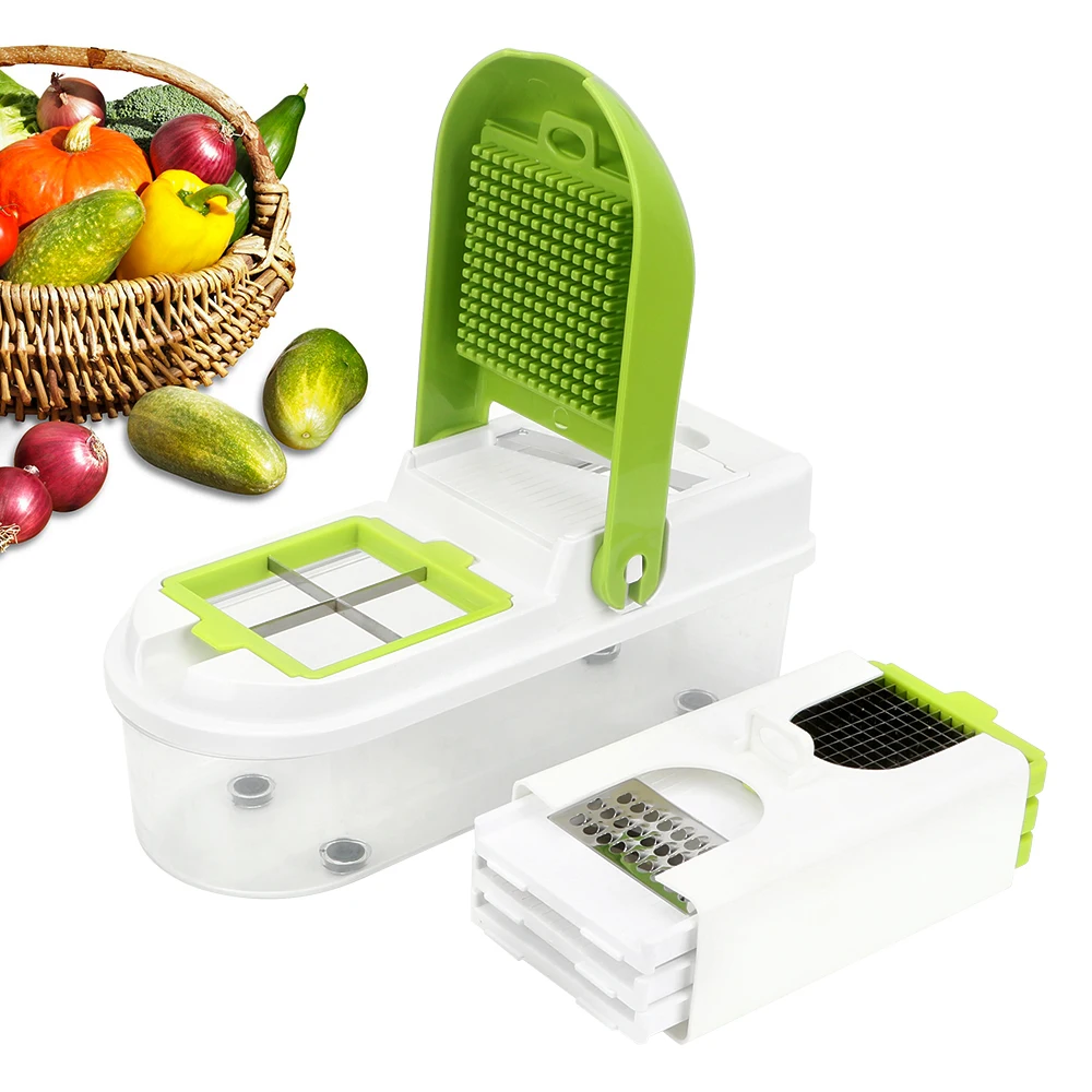 

Kitchen Vegetable Slicer Stainless Steel Onion Mushroom Tomato Slicer Multifunction Vegetable Cutter Quick Vegetable Dicer Set