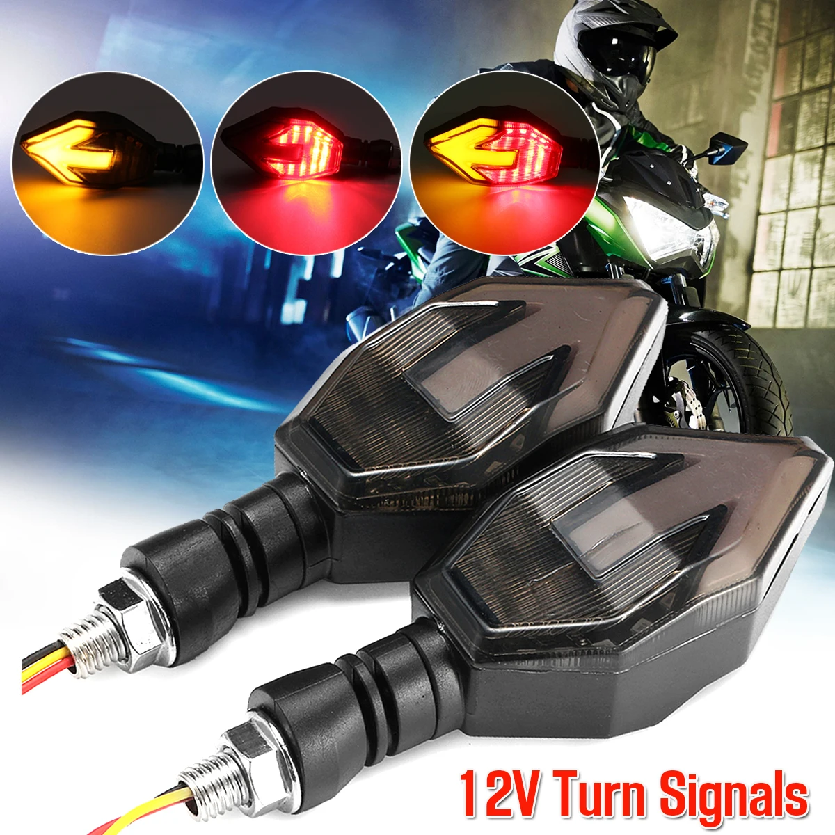 

Pair Universal Motorcycle Arrow LED Flashing Turn Signal Lights Indicators Blinker For Honda/Yamaha/Suzuki/KTM/BMW
