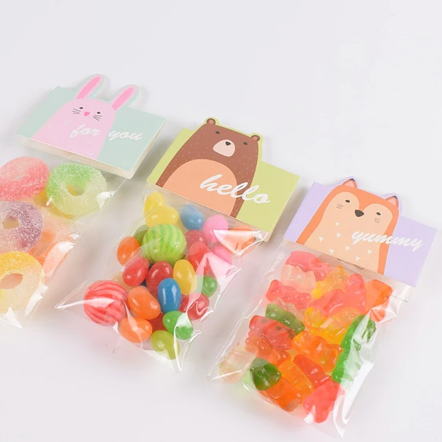 Bobasndm Snack Bags for Kids,10PCS Reusable Candy Bags,Cute Animal Cookie  Bags for School,Gift Bags Birthday Party Bags,Dessert Candy Decorating