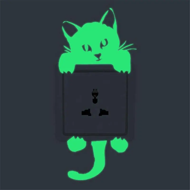 ABFY переключатель наклейки милый креативный котенок светящееся Серебристое