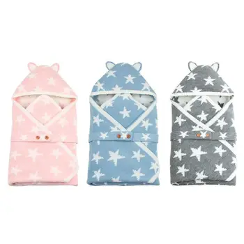 

Newborns Cartoon Bear Knit Envelopes Kids Cute Stars Envelope Winter Hooded Baby Sleeping Bag Buttons Sleepsacks for Stroller
