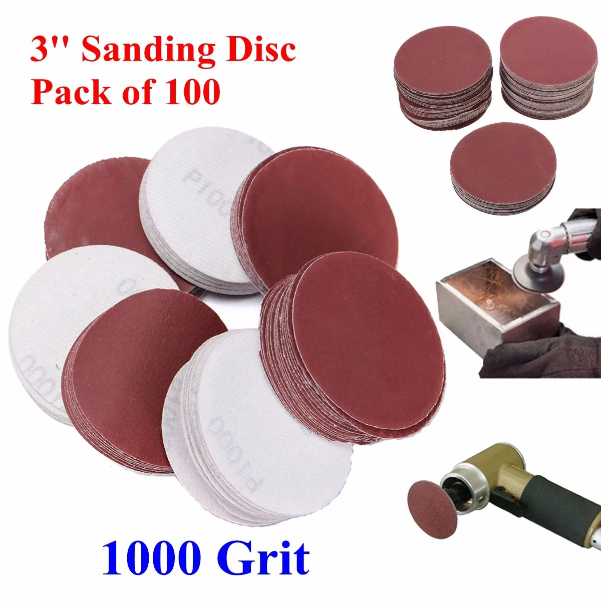 100pcs Sanding Discs Sandpaper 1000g Grit 75mm Abrasive Tool Polishing