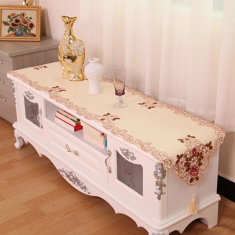 

European wedding Table flag embroidery lace lace edge dust-proof home party tabletop decoration 40cm*175cm