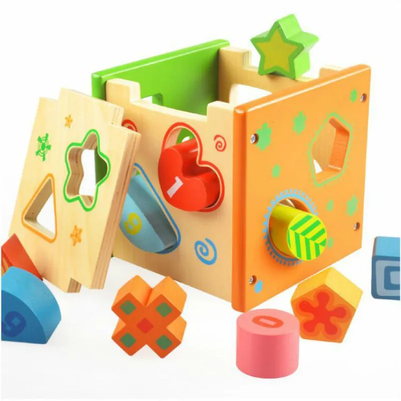 

Wooden Colorful Intelligence Box Shape Sorter Magic Cube Kids Toys For Children Educational Math Toy