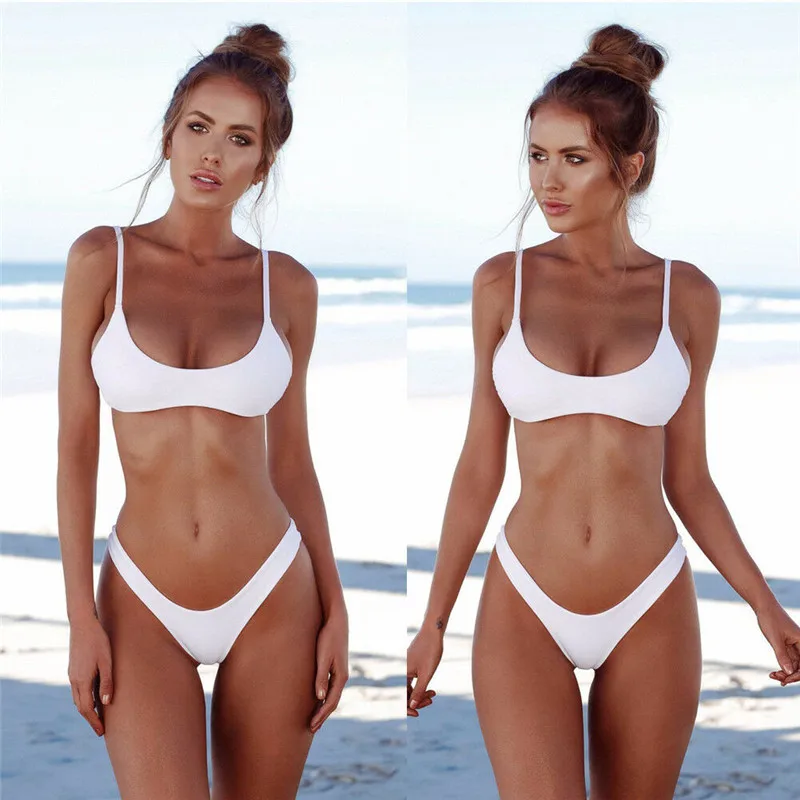 

2018 New Summer Women Solid Bikini Set Push-up UnPadded Bra Swimsuit Swimwear Triangle Bather Suit Swimming Suit biquini
