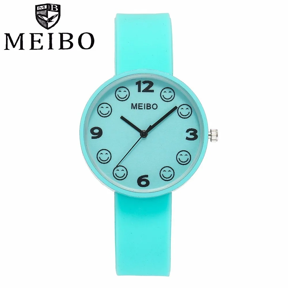 

Hot Fashion Jelly Silicone Smile Face Pattern Watch MEIBO Brand Women Girls Quartz Watches Relogio Feminino Dropshipping